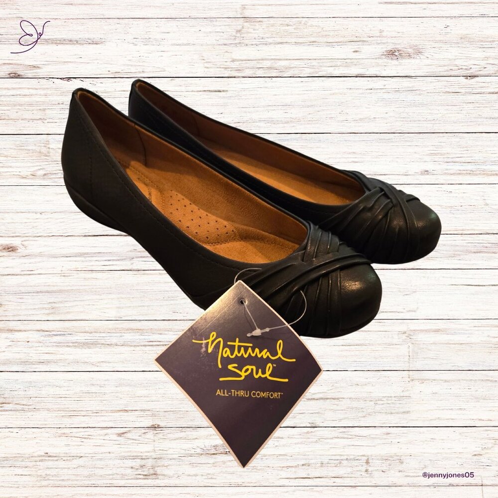 Natural Soul Girly Black Ballet Flat~Size 8~New in Box
